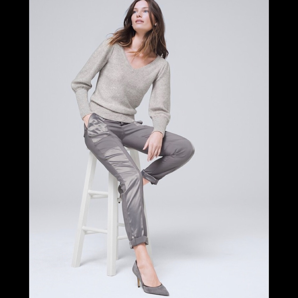 NWT White House Black Market Satin Trim Pants